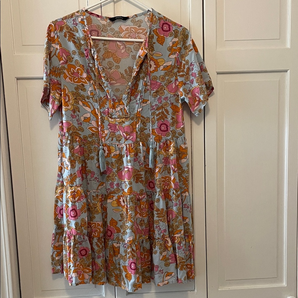 Dokotoo Floral V-Neck Dress with Tassels